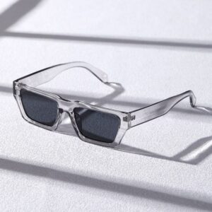 Crystal Edge - Minimalist Rectangular Sunglasses (Clear Smoke)